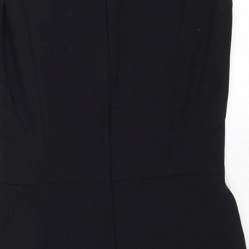 H&M Womens Black Polyester Pencil Dress Size 12 Round Neck Zip