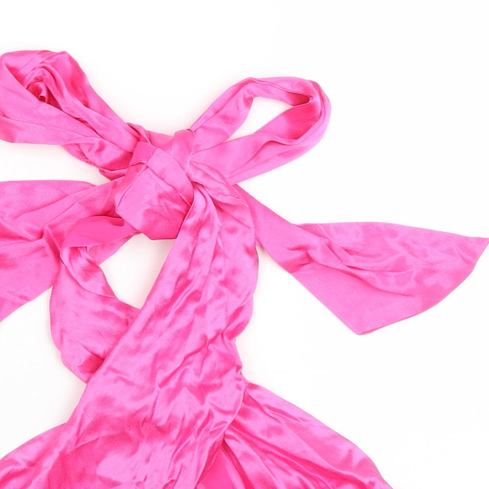 Zara Womens Pink Polyester Cropped Blouse Size S Halter