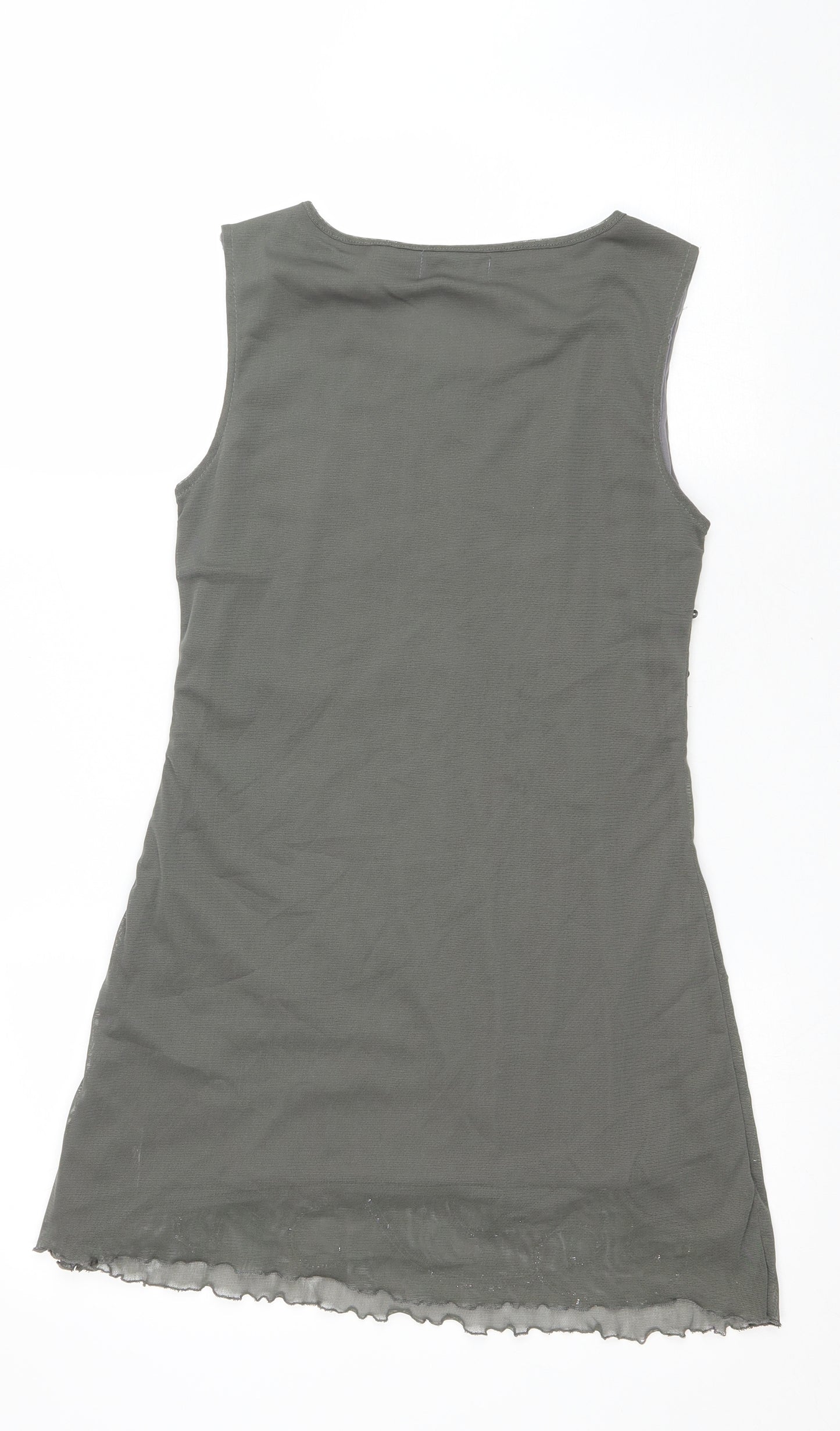 Purple Womens Green Geometric Polyester Tank Dress Size S Scoop Neck Pullover