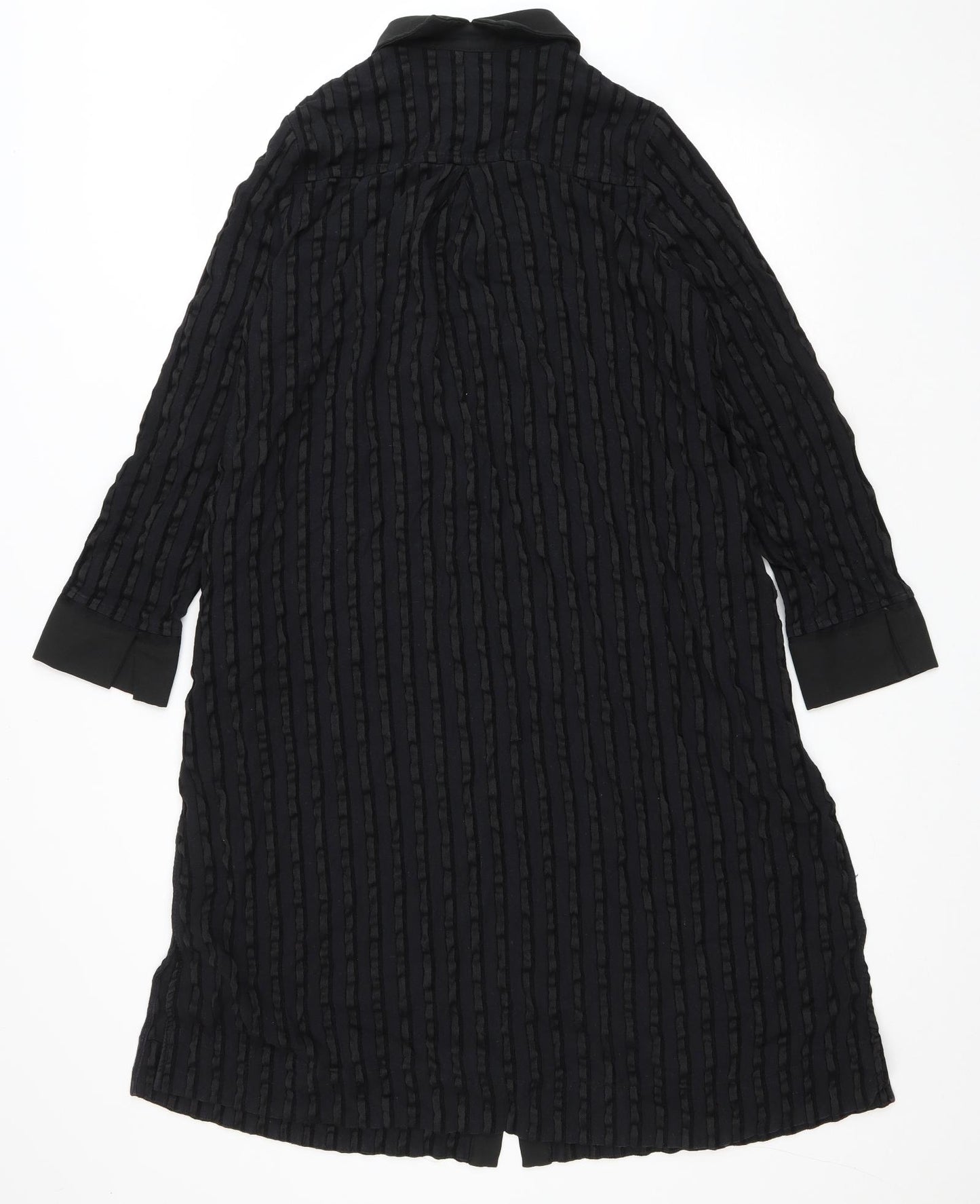 Eiwalive Womens Black Striped Polyester Shirt Dress Size M Collared Button