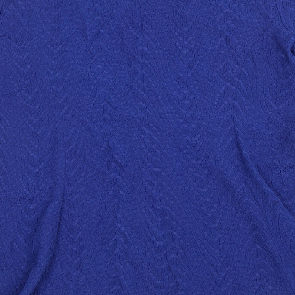 Vivienne Lawrence Womens Blue Geometric Viscose Tunic Blouse Size 14 Round Neck