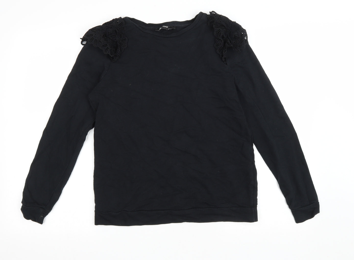 George Womens Black Cotton Pullover Sweatshirt Size S Pullover - Lace details