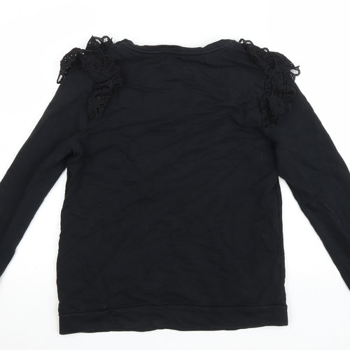 George Womens Black Cotton Pullover Sweatshirt Size S Pullover - Lace details