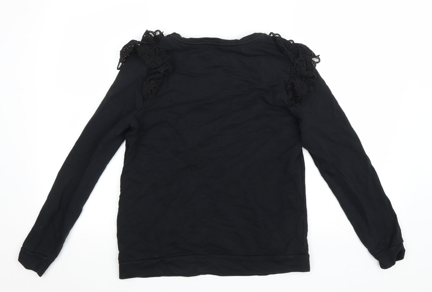 George Womens Black Cotton Pullover Sweatshirt Size S Pullover - Lace details
