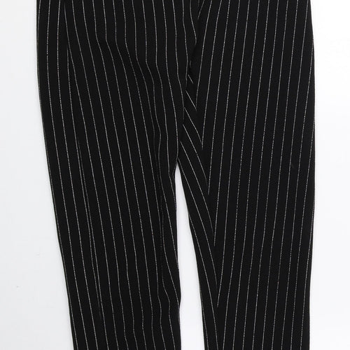 I SAW IT FIRST Womens Black Striped Polyester Carrot Trousers Size 8 L25.5 in Regular