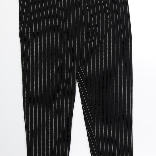 I SAW IT FIRST Womens Black Striped Polyester Carrot Trousers Size 8 L25.5 in Regular