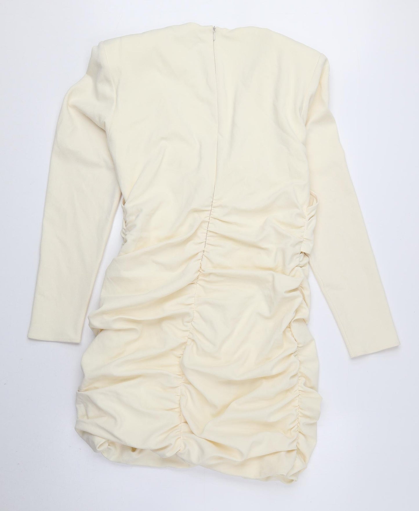 Zara Womens Yellow Polyester Bodycon Size XL V-Neck Zip