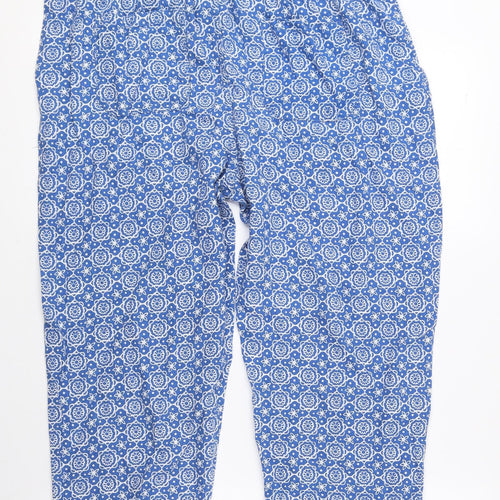 ISLE Collection Womens Blue Geometric Linen Culotte Shorts Size 14 L19 in Regular Drawstring