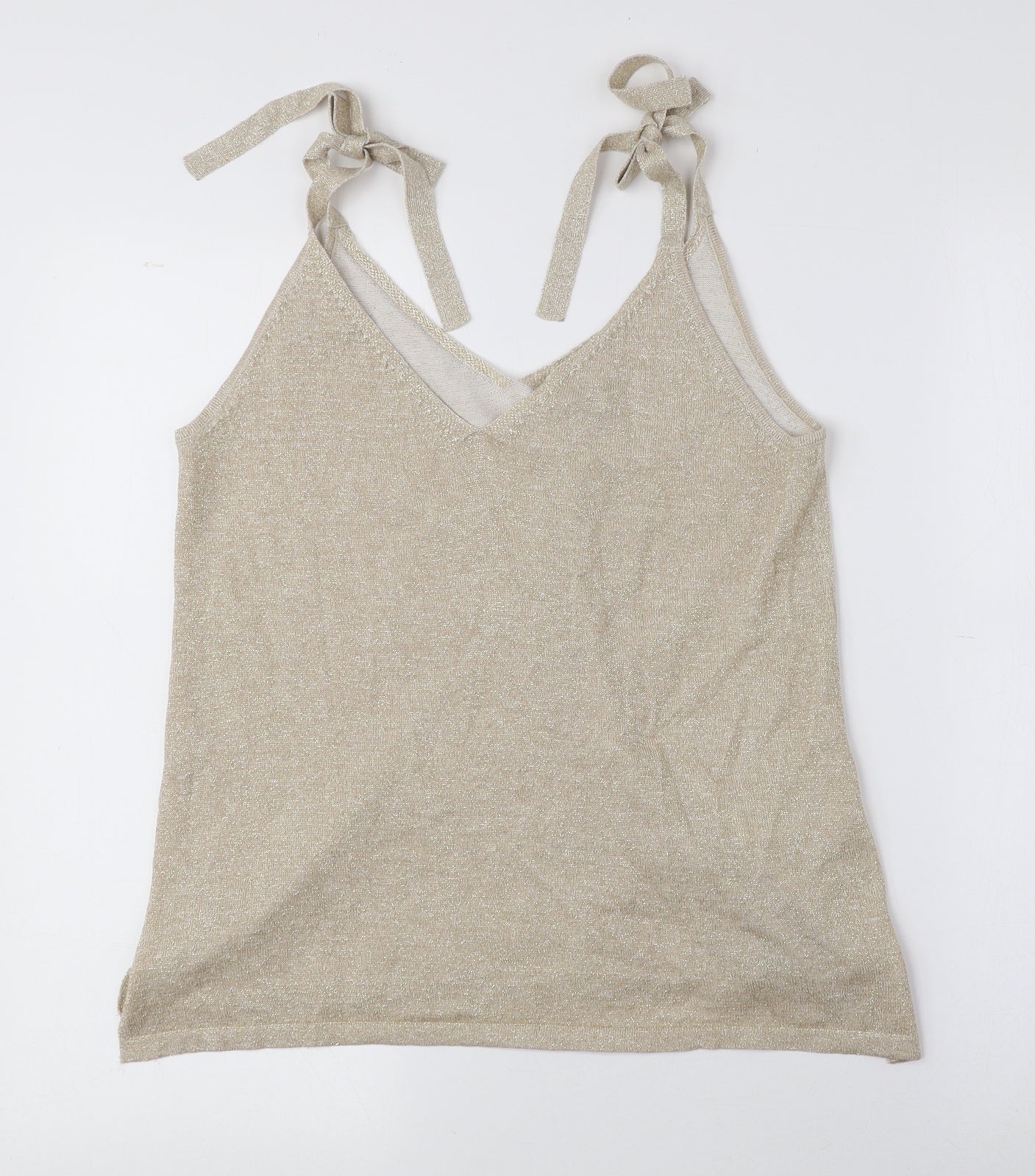 Monsoon Womens Beige Acrylic Camisole Tank Size S V-Neck - Tie String