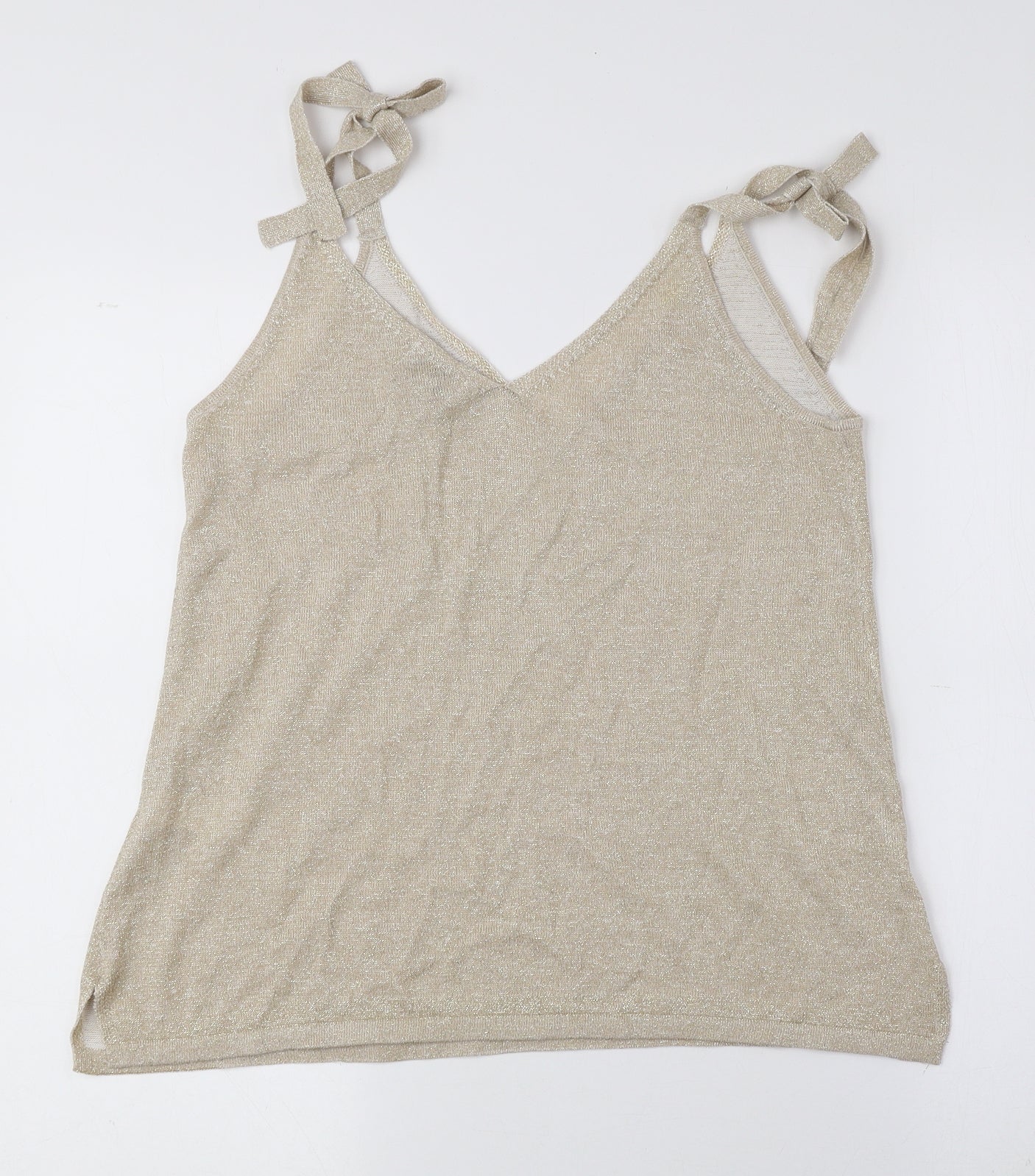 Monsoon Womens Beige Acrylic Camisole Tank Size S V-Neck - Tie String