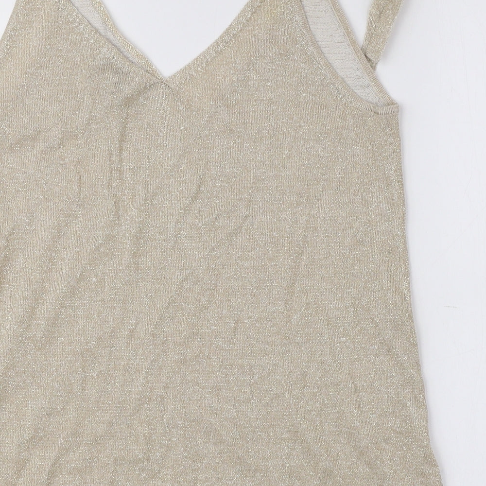 Monsoon Womens Beige Acrylic Camisole Tank Size S V-Neck - Tie String