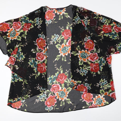 e. Womens Multicoloured V-Neck Floral Polyester Cardigan Jumper Size 22