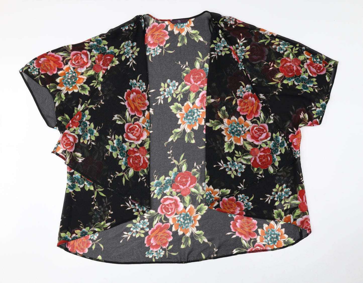 e. Womens Multicoloured V-Neck Floral Polyester Cardigan Jumper Size 22