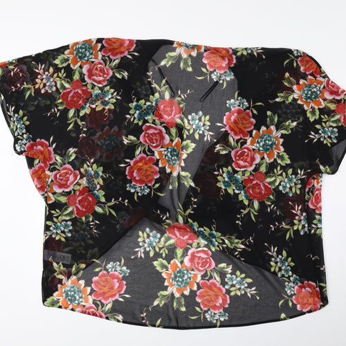 e. Womens Multicoloured V-Neck Floral Polyester Cardigan Jumper Size 22