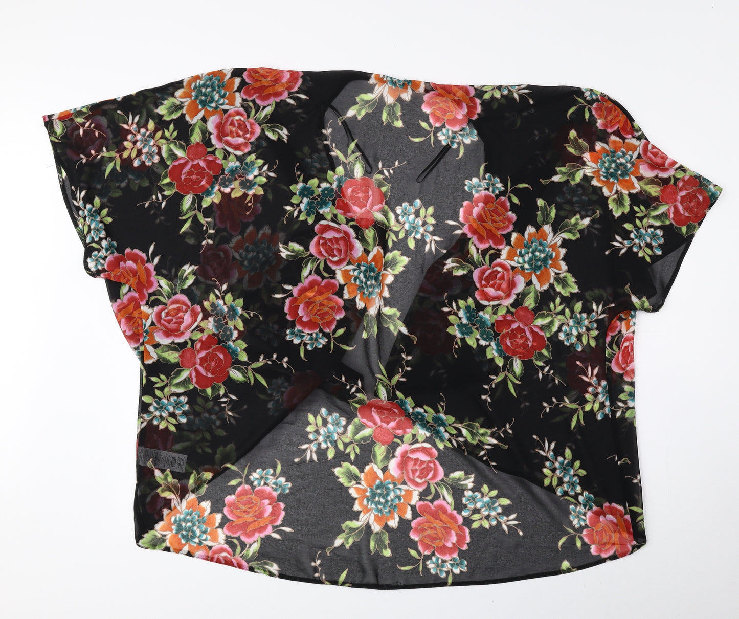 e. Womens Multicoloured V-Neck Floral Polyester Cardigan Jumper Size 22