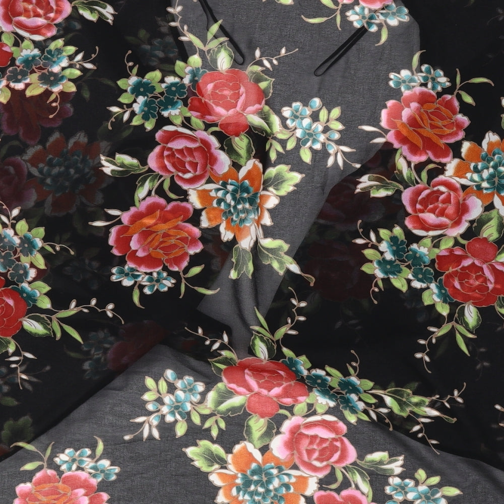 e. Womens Multicoloured V-Neck Floral Polyester Cardigan Jumper Size 22