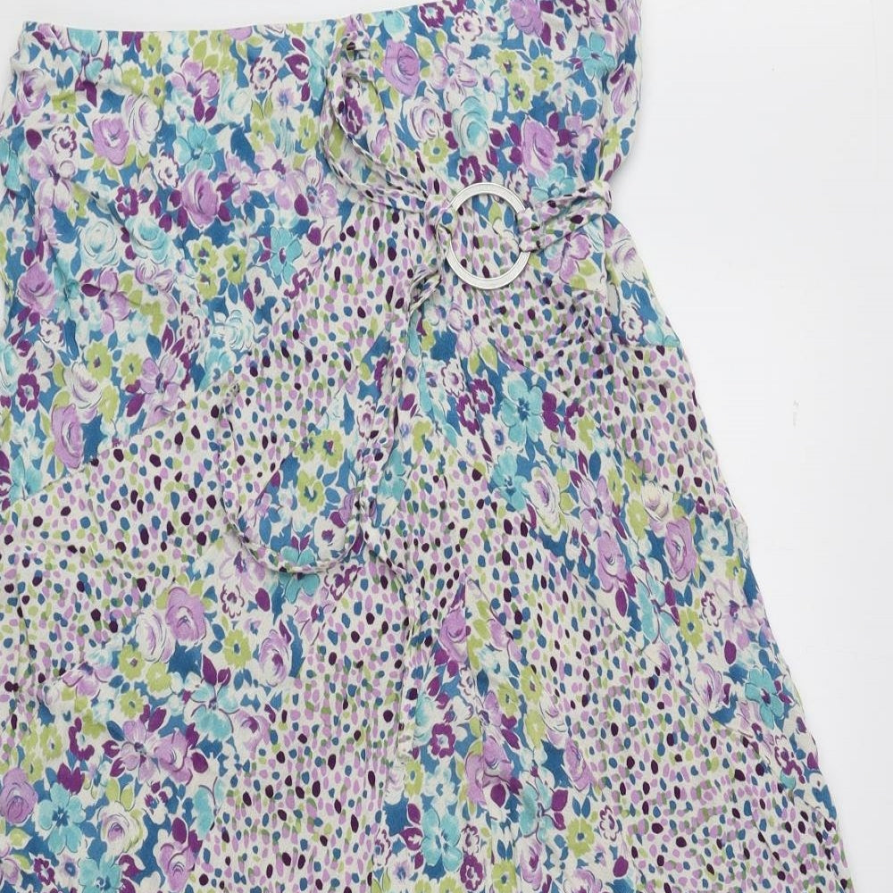 Marks and Spencer Womens Multicoloured Geometric Viscose Flare Skirt Size 8