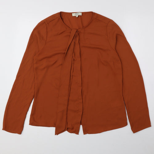 Papaya Womens Brown Polyester Basic Blouse Size 8 Round Neck - String