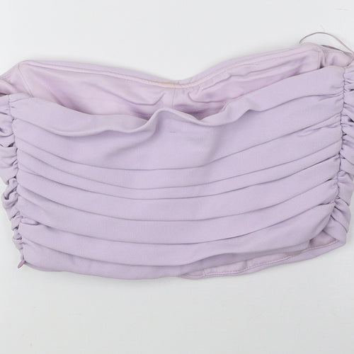 Zara Womens Purple Polyester Cropped Blouse Size M Off the Shoulder