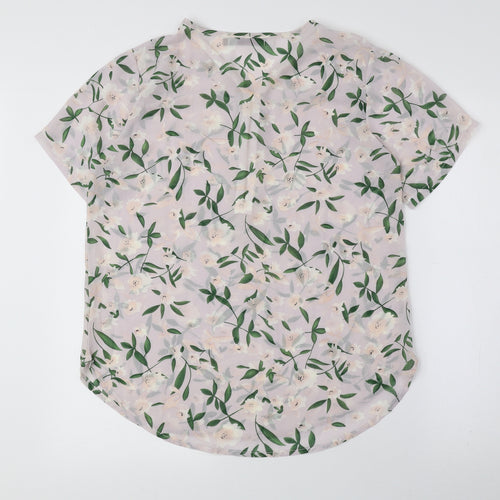tenki Womens Multicoloured Floral Polyester Basic Blouse Size L V-Neck