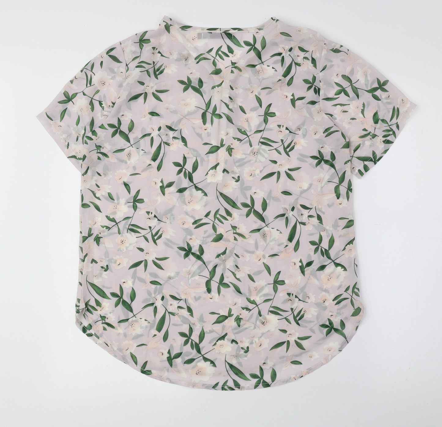 tenki Womens Multicoloured Floral Polyester Basic Blouse Size L V-Neck