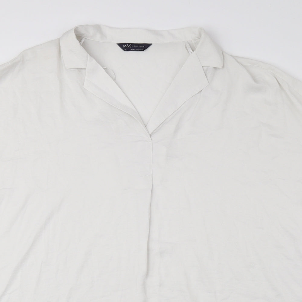 Marks and Spencer Womens Ivory Polyester Basic Blouse Size 18 V-Neck