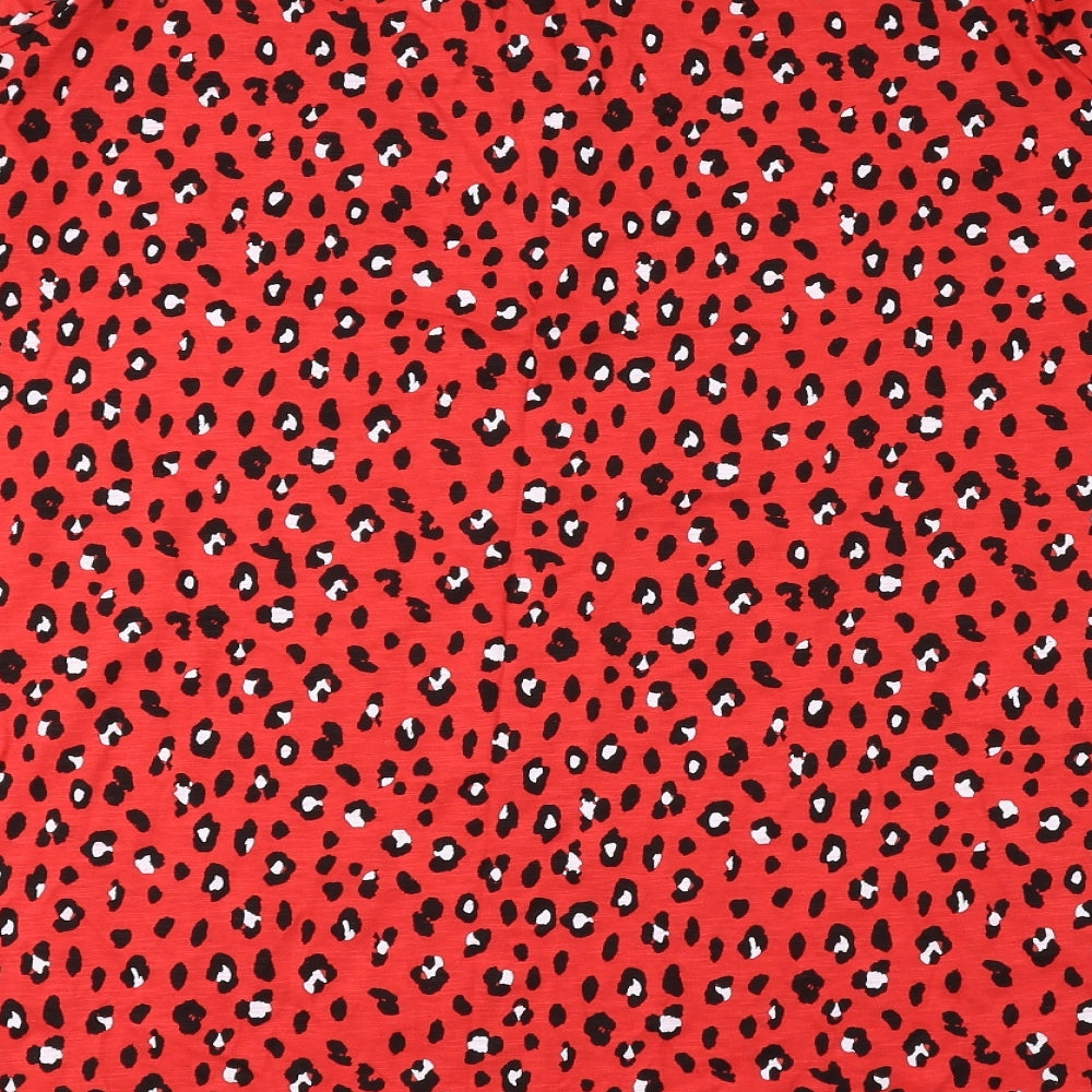 Love Yours Womens Red Animal Print 100% Cotton Basic Blouse Size 20 V-Neck