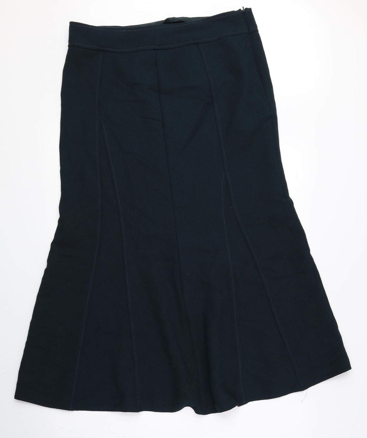 Marks and Spencer Womens Green Polyester Trumpet Skirt Size 12 Zip