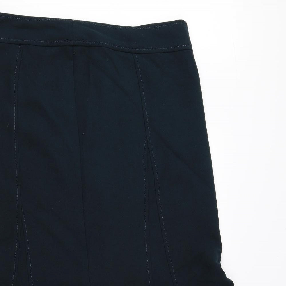 Marks and Spencer Womens Green Polyester Trumpet Skirt Size 12 Zip