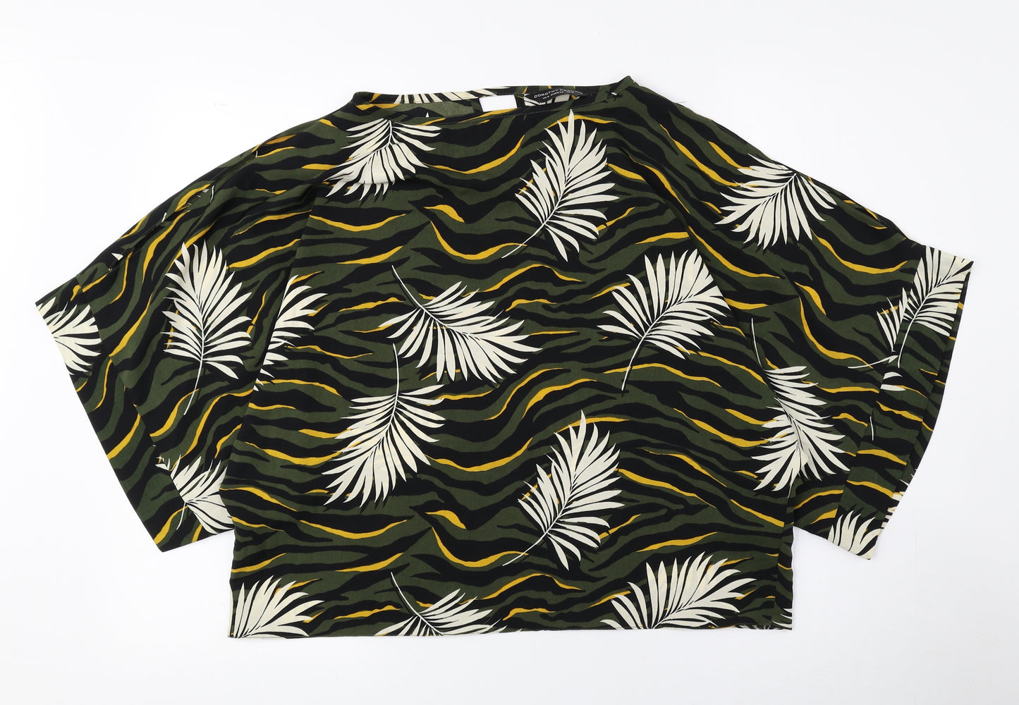 Dorothy Perkins Womens Multicoloured Floral Polyester Cropped Blouse Size 10 Round Neck