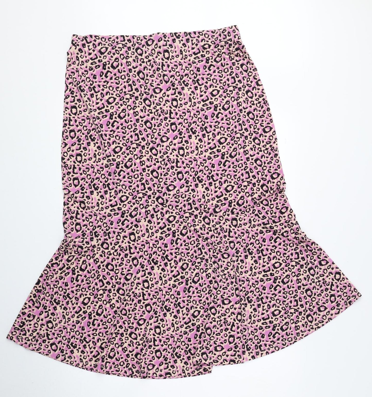 Oasis Womens Multicoloured Animal Print Polyester Trumpet Skirt Size L - Leopard Print