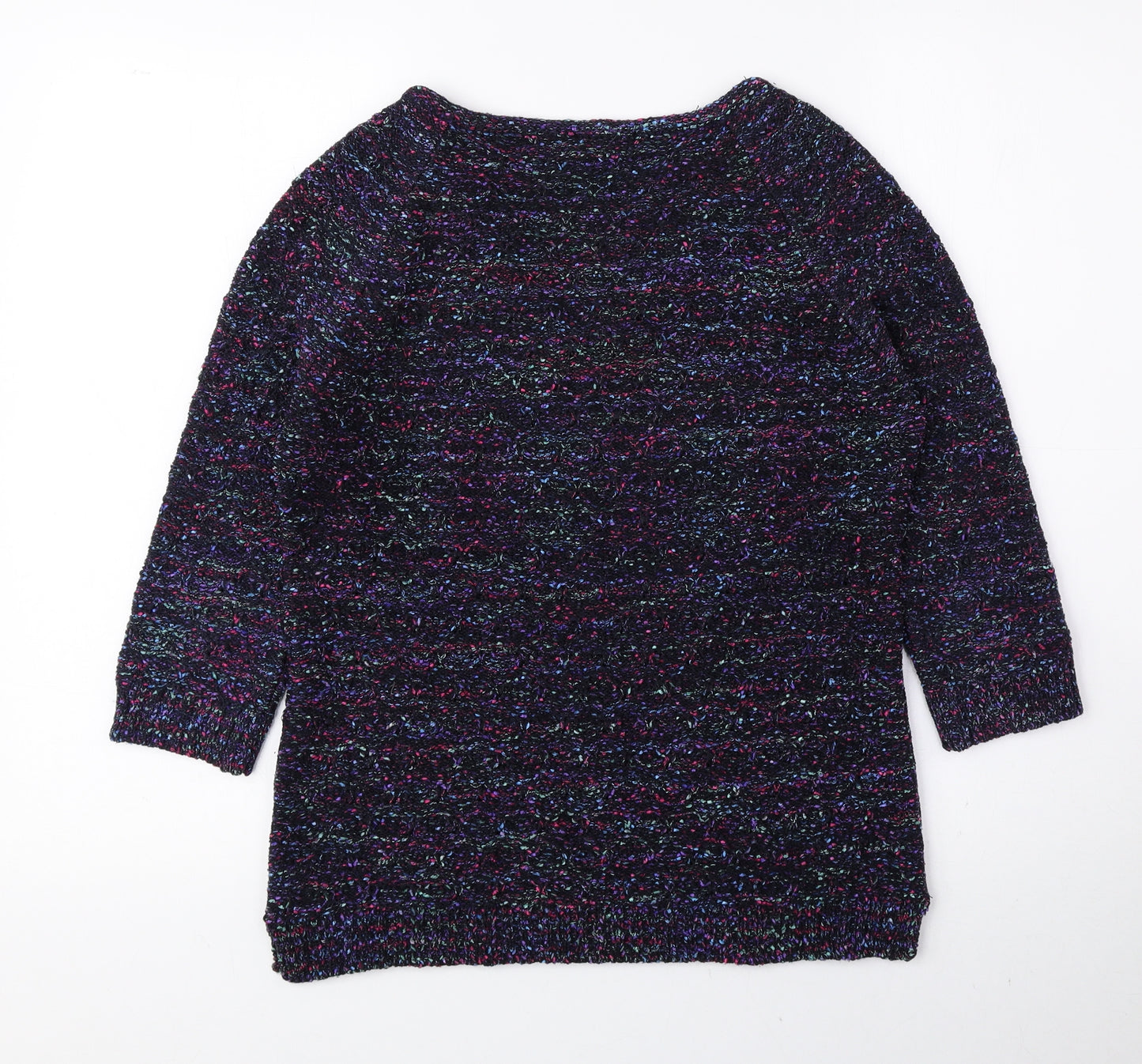 M&Co Womens Multicoloured V-Neck Polyester Pullover Jumper Size 12