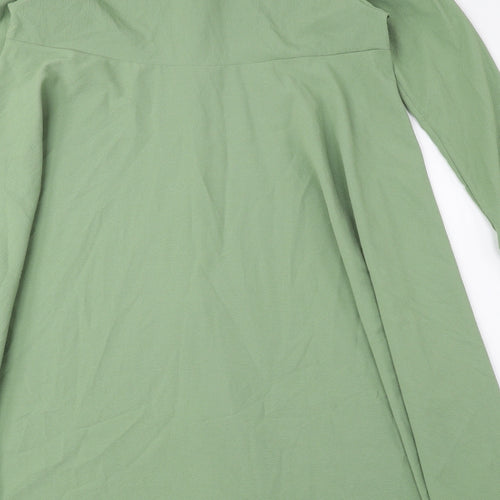 LAVIiENZA Womens Green Polyester A-Line Size 10 Collared Button