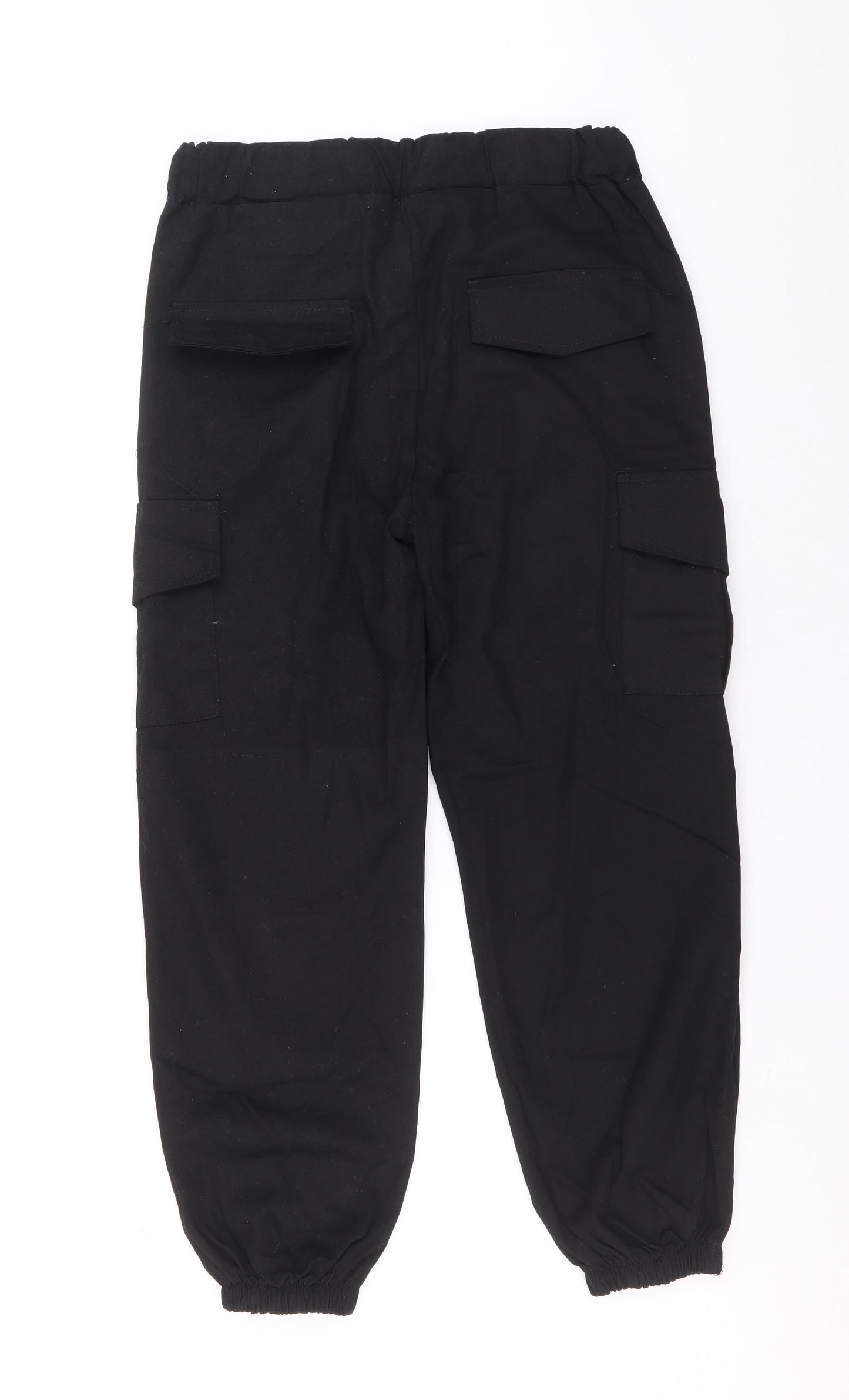 Preworn Womens Black Cotton Cargo Trousers Size M L23 in Regular Drawstring