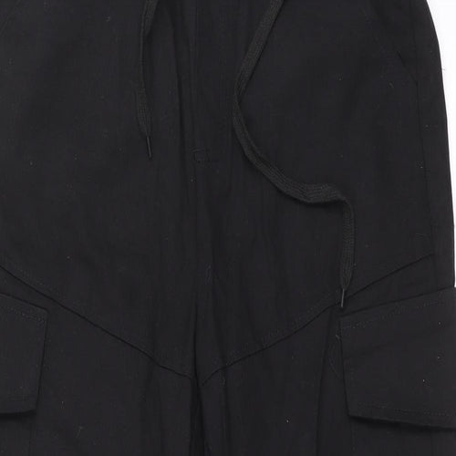 Preworn Womens Black Cotton Cargo Trousers Size M L23 in Regular Drawstring