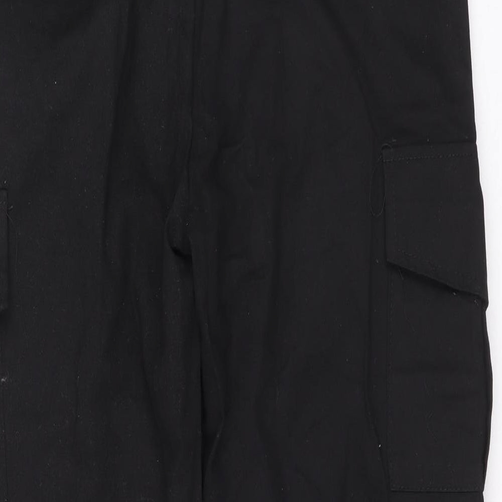 Preworn Womens Black Cotton Cargo Trousers Size M L23 in Regular Drawstring