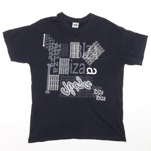 Planet 2000 Mens Blue Cotton T-Shirt Size XL Crew Neck - Ibiza