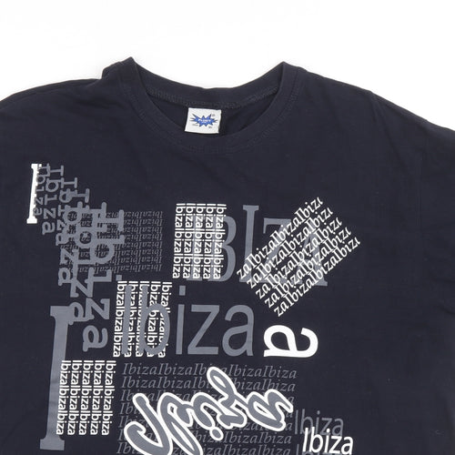 Planet 2000 Mens Blue Cotton T-Shirt Size XL Crew Neck - Ibiza