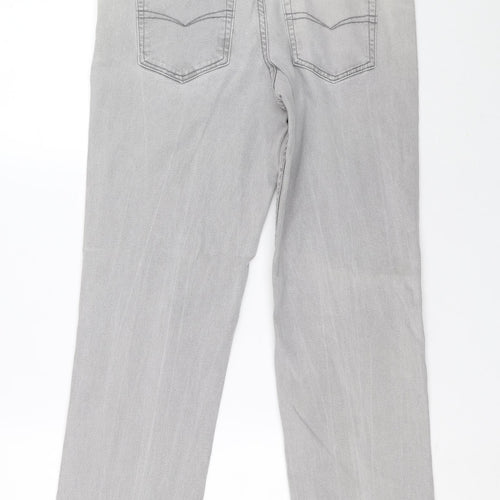 Cotton Traders Womens Grey Cotton Straight Jeans Size 34 L28 in Regular Zip