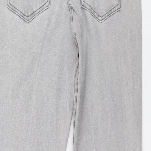 Cotton Traders Womens Grey Cotton Straight Jeans Size 34 L28 in Regular Zip
