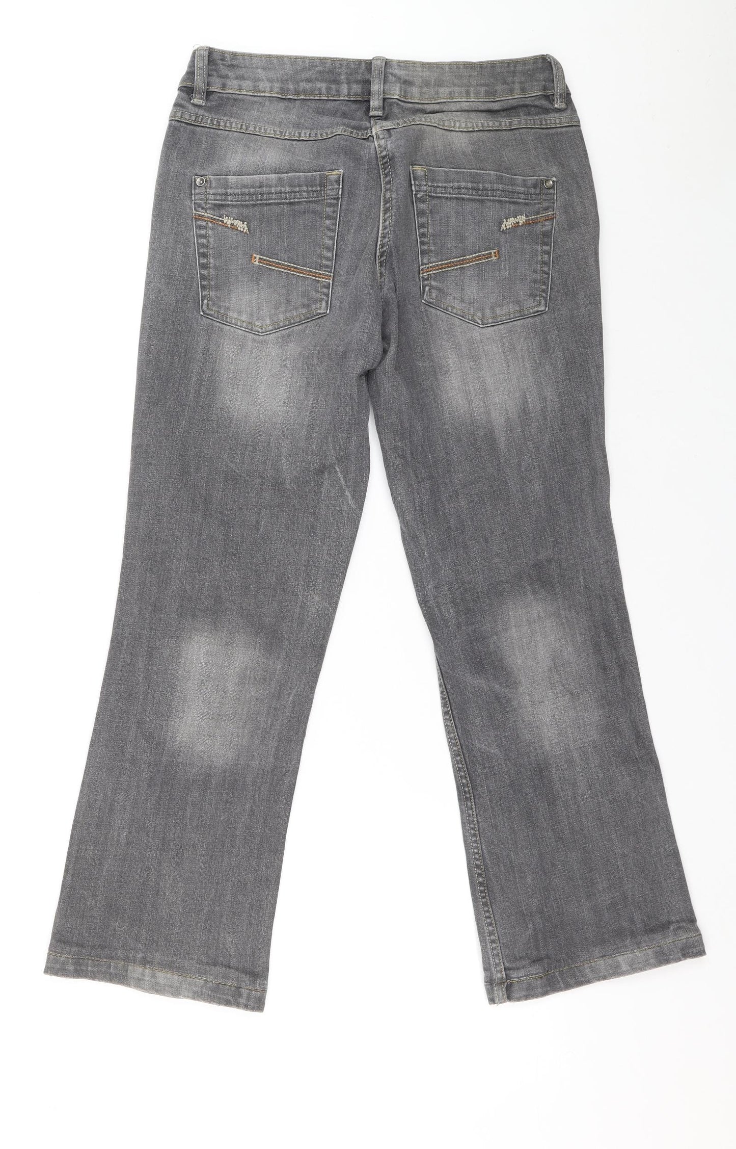 Blue motion Womens Grey Cotton Bootcut Jeans Size 40 L26 in Relaxed Zip