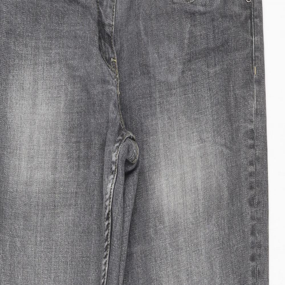 Blue motion Womens Grey Cotton Bootcut Jeans Size 40 L26 in Relaxed Zip