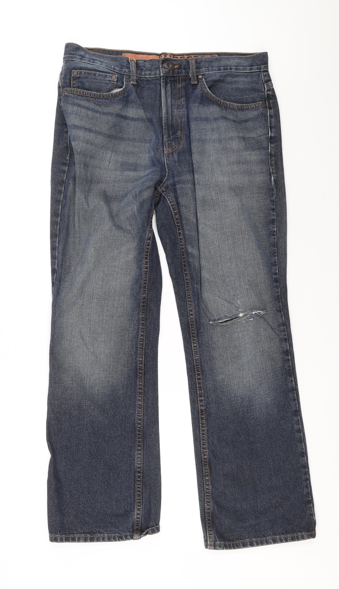 George Mens Blue Cotton Bootcut Jeans Size M L29 in Regular Zip