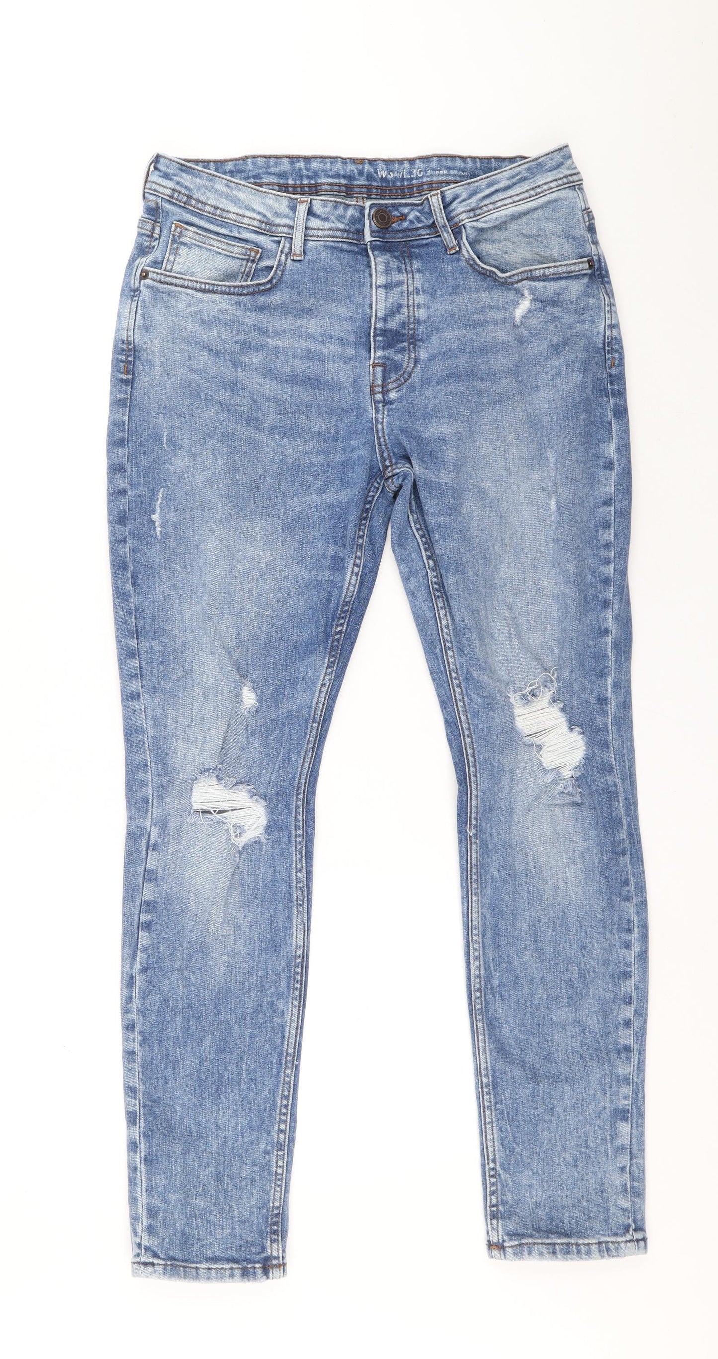 Denim & Co. Womens Blue Cotton Skinny Jeans Size 8 L30 in Regular Zip