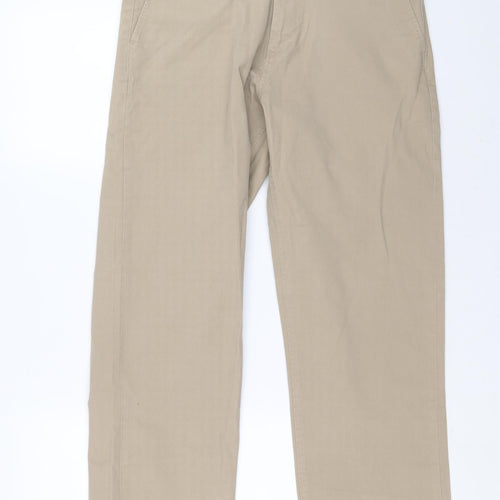 boston crew Mens Beige Cotton Straight Jeans Size S L29 in Regular Zip