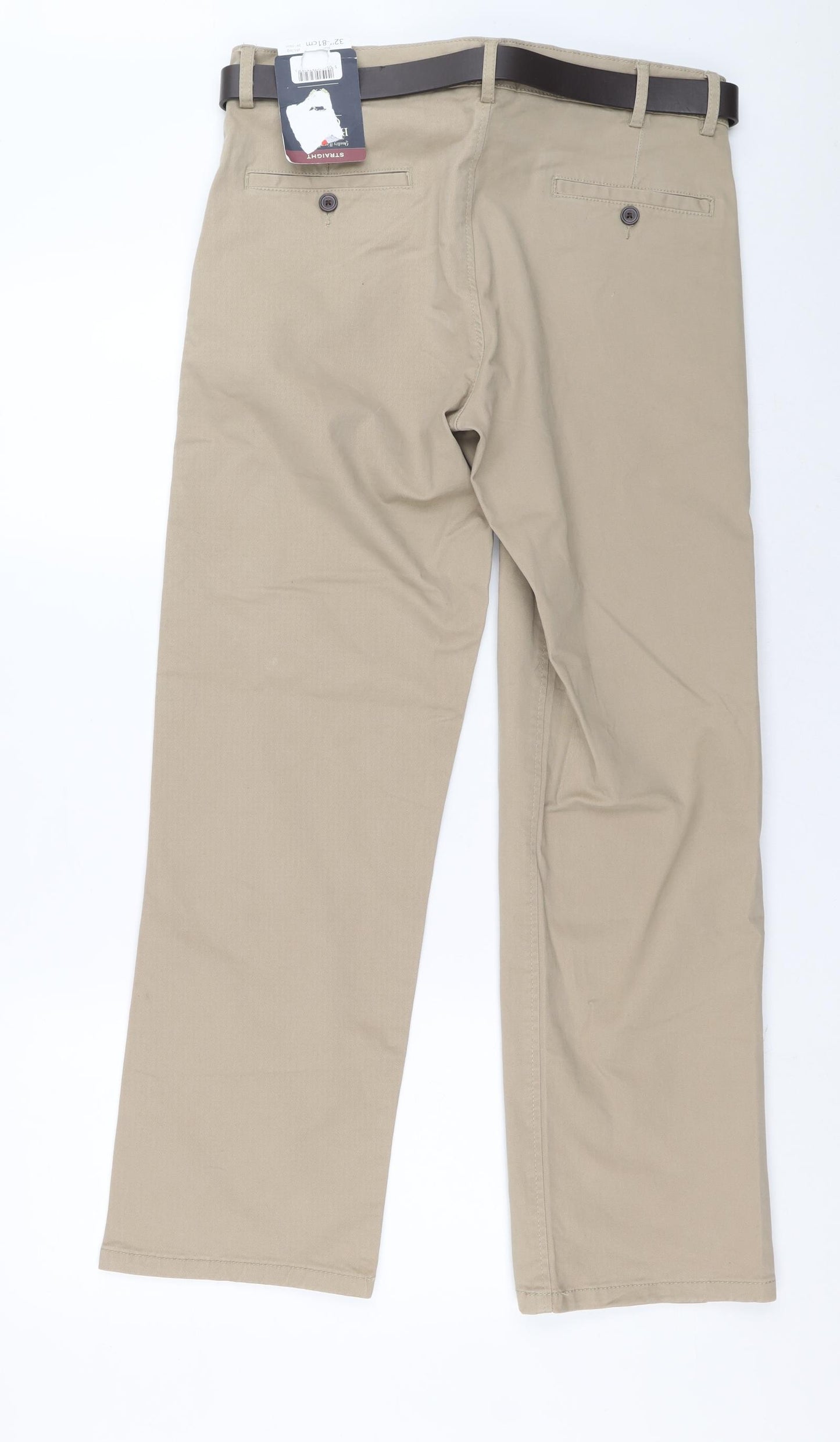 boston crew Mens Beige Cotton Straight Jeans Size S L29 in Regular Zip