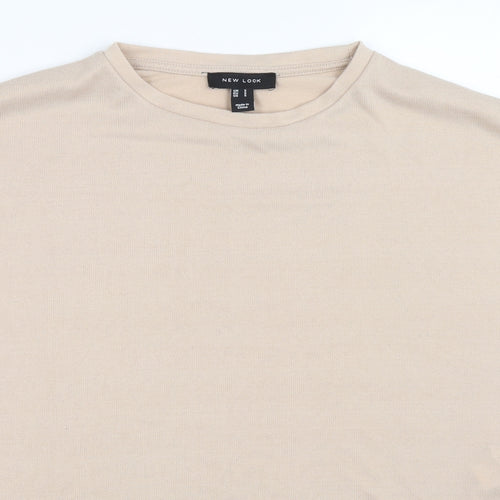 New Look Womens Beige Crew Neck Polyester Pullover Jumper Size S