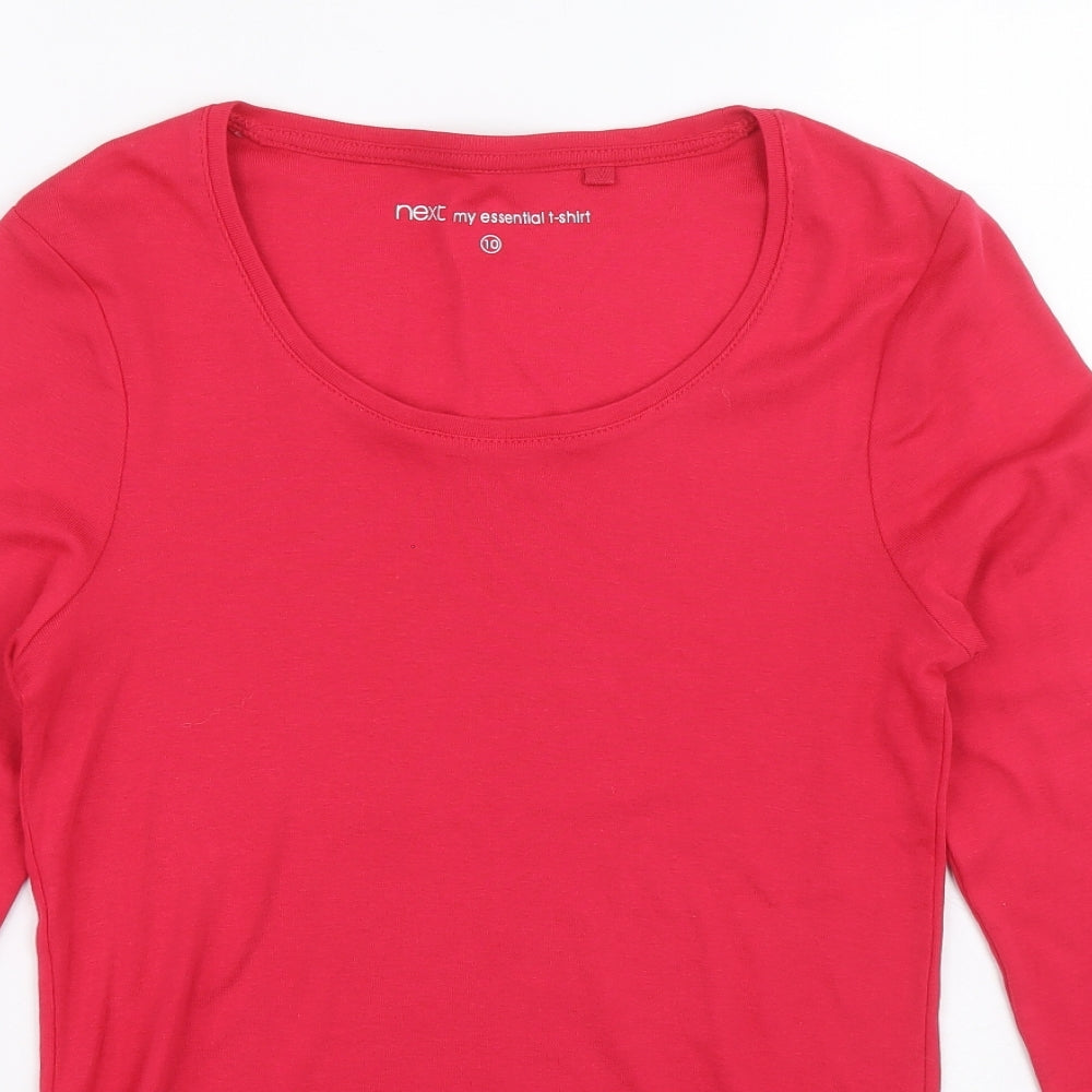 NEXT Womens Pink 100% Cotton Basic Blouse Size 10 Boat Neck