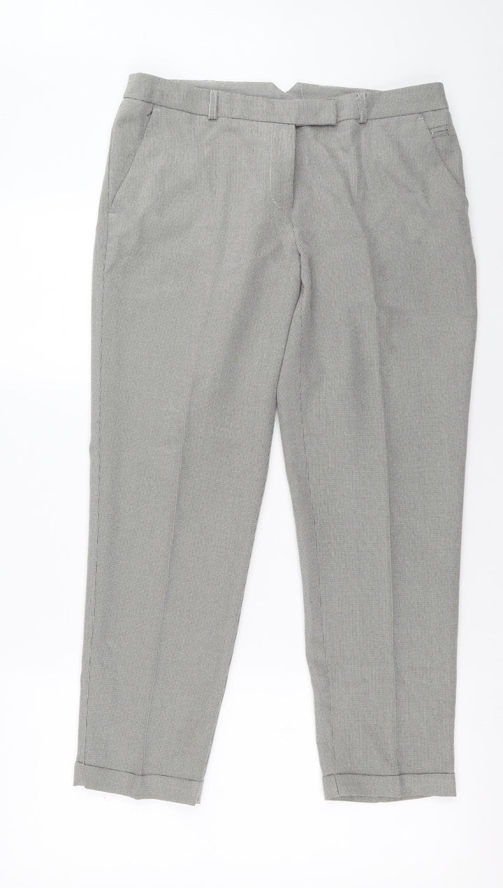 Dorothy Perkins Womens Grey Check Polyester Carrot Trousers Size 12 L26 in Regular Button