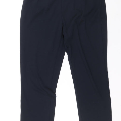 Marks and Spencer Womens Blue Viscose Carrot Trousers Size 12 L24 in Regular Button